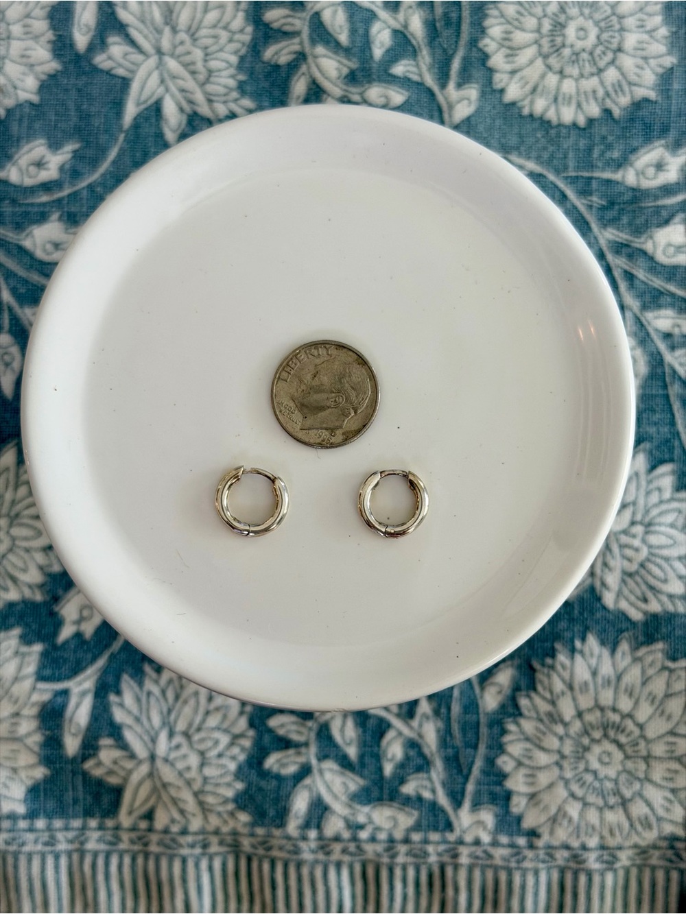 Classic Sterling Silver Hoop Huggie Earrings - Silver - Picture 3 of 4